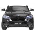BMW X6M XXL pre 2 deti Čierny + Ovládač + Ekokoža + Pásy + Pomalý štart + MP3 USB + LED