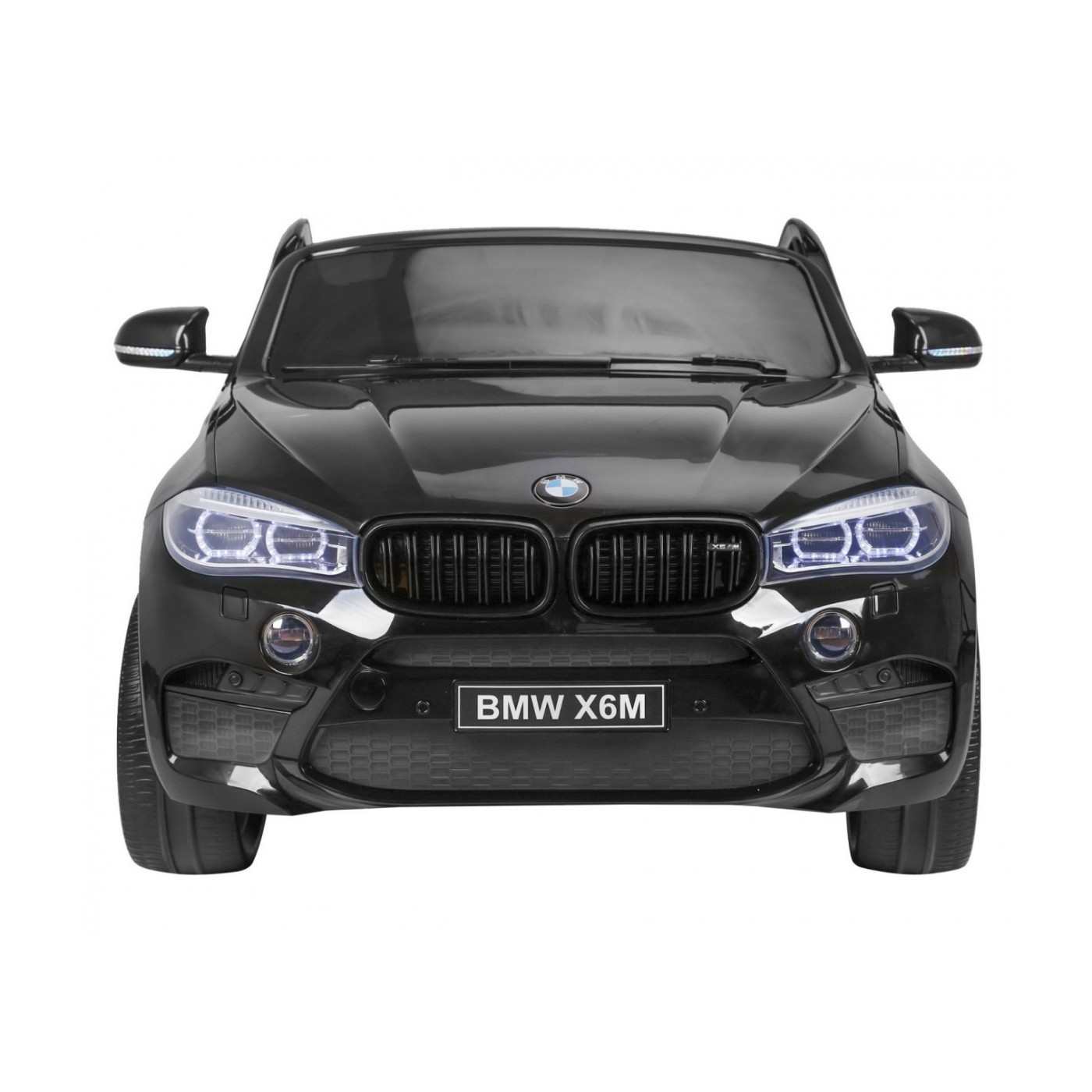 BMW X6M XXL pre 2 deti Čierny + Ovládač + Ekokoža + Pásy + Pomalý štart + MP3 USB + LED