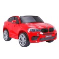 BMW X6M XXL pre 2 deti Červený + Ovládač + Ekokoža + Pásy + Pomalý štart + MP3 USB + LED