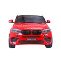 BMW X6M XXL pre 2 deti Červený + Ovládač + Ekokoža + Pásy + Pomalý štart + MP3 USB + LED