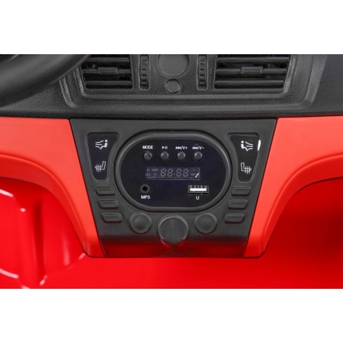 BMW X6M XXL pre 2 deti Červený + Ovládač + Ekokoža + Pásy + Pomalý štart + MP3 USB + LED