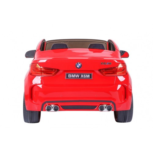 BMW X6M XXL pre 2 deti Červený + Ovládač + Ekokoža + Pásy + Pomalý štart + MP3 USB + LED