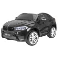 BMW X6M XXL pre 2 deti Lakovaný Čierny + Ovládač + Ekokoža + Pásy + Pomalý štart + MP3 + LED
