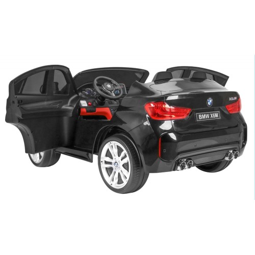 BMW X6M XXL pre 2 deti Lakovaný Čierny + Ovládač + Ekokoža + Pásy + Pomalý štart + MP3 + LED