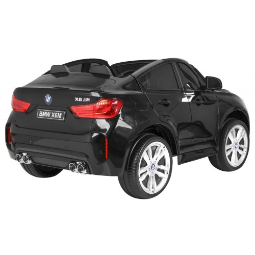 BMW X6M XXL pre 2 deti Lakovaný Čierny + Ovládač + Ekokoža + Pásy + Pomalý štart + MP3 + LED