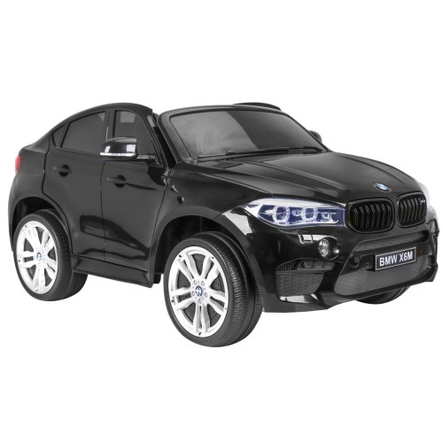 BMW X6M XXL pre 2 deti Lakovaný Čierny + Ovládač + Ekokoža + Pásy + Pomalý štart + MP3 + LED