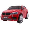 BMW X6M XXL pre 2 deti Lakovaný Červený + Ovládač + Ekokoža + Pásy + Pomalý štart + MP3 + LED