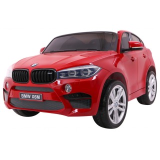 BMW X6M XXL pre 2 deti Lakovaný Červený + Ovládač + Ekokoža + Pásy + Pomalý štart + MP3 + LED
