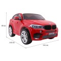 BMW X6M XXL pre 2 deti Lakovaný Červený + Ovládač + Ekokoža + Pásy + Pomalý štart + MP3 + LED