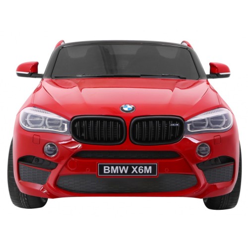 BMW X6M XXL pre 2 deti Lakovaný Červený + Ovládač + Ekokoža + Pásy + Pomalý štart + MP3 + LED