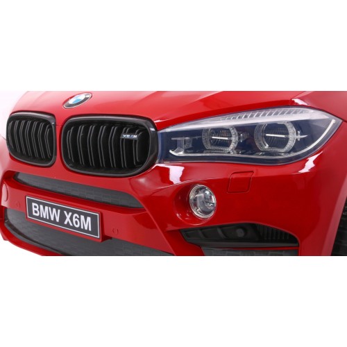 BMW X6M XXL pre 2 deti Lakovaný Červený + Ovládač + Ekokoža + Pásy + Pomalý štart + MP3 + LED