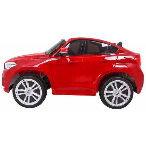 BMW X6M XXL pre 2 deti Lakovaný Červený + Ovládač + Ekokoža + Pásy + Pomalý štart + MP3 + LED