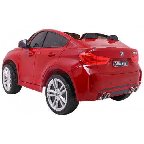 BMW X6M XXL pre 2 deti Lakovaný Červený + Ovládač + Ekokoža + Pásy + Pomalý štart + MP3 + LED