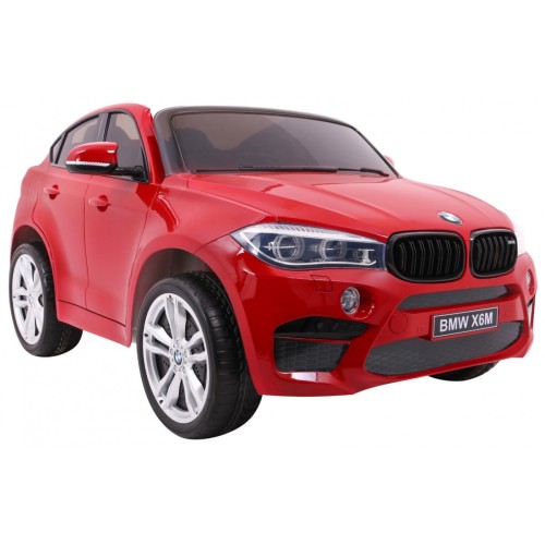 BMW X6M XXL pre 2 deti Lakovaný Červený + Ovládač + Ekokoža + Pásy + Pomalý štart + MP3 + LED