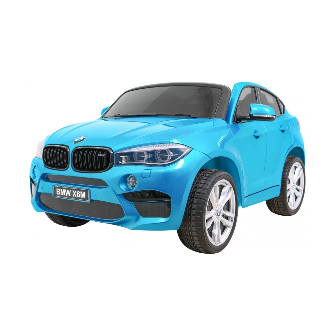 BMW X6M XXL pre 2 deti Lakovaný Modrý + Ovládač + Ekokoža + Pásy + Pomalý štart + MP3 + LED