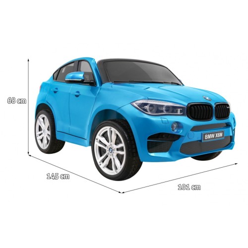 BMW X6M XXL pre 2 deti Lakovaný Modrý + Ovládač + Ekokoža + Pásy + Pomalý štart + MP3 + LED