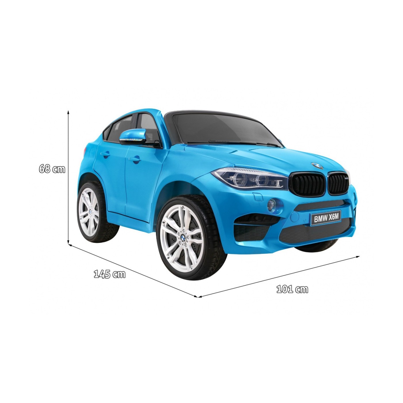 BMW X6M XXL pre 2 deti Lakovaný Modrý + Ovládač + Ekokoža + Pásy + Pomalý štart + MP3 + LED