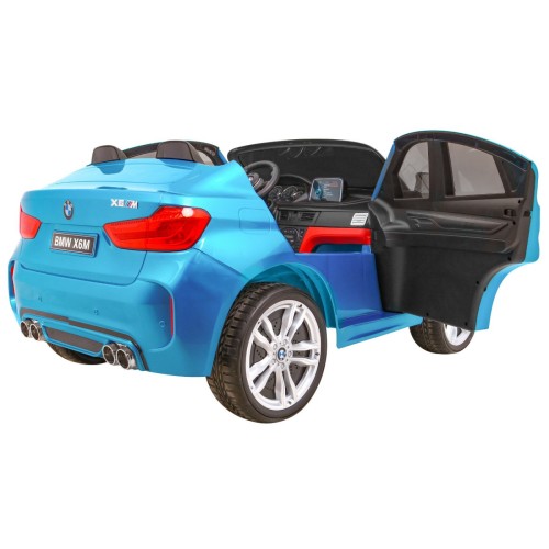 BMW X6M XXL pre 2 deti Lakovaný Modrý + Ovládač + Ekokoža + Pásy + Pomalý štart + MP3 + LED