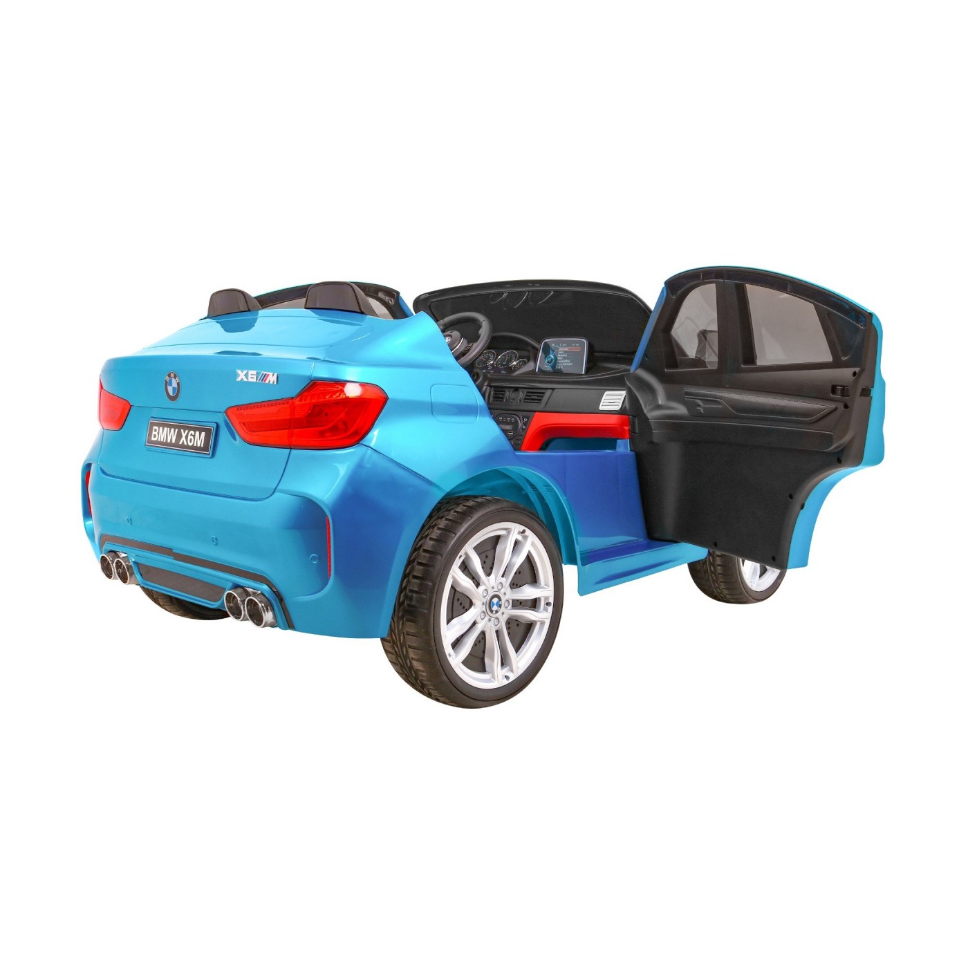 BMW X6M XXL pre 2 deti Lakovaný Modrý + Ovládač + Ekokoža + Pásy + Pomalý štart + MP3 + LED