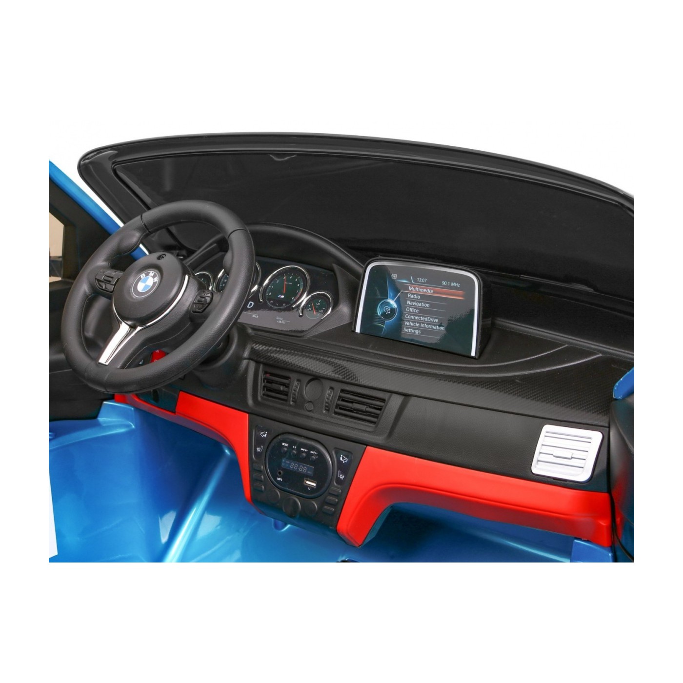 BMW X6M XXL pre 2 deti Lakovaný Modrý + Ovládač + Ekokoža + Pásy + Pomalý štart + MP3 + LED