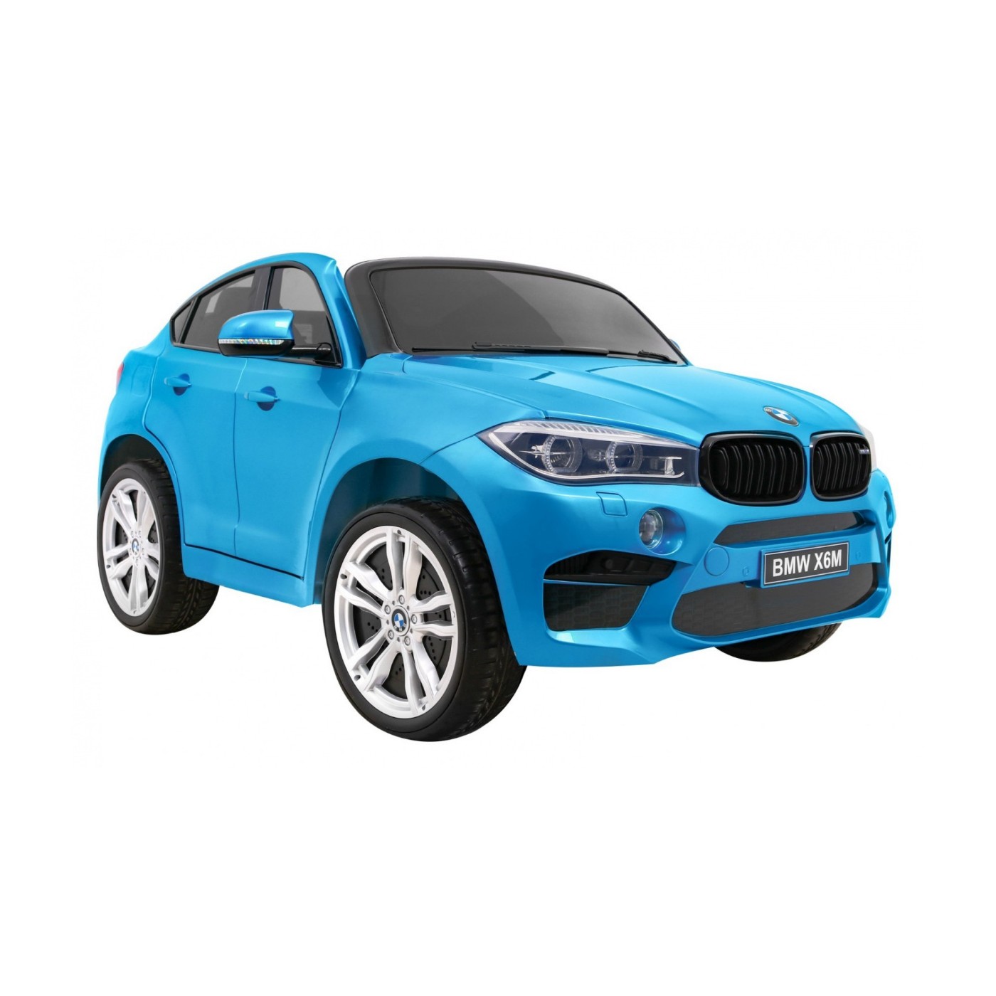 BMW X6M XXL pre 2 deti Lakovaný Modrý + Ovládač + Ekokoža + Pásy + Pomalý štart + MP3 + LED