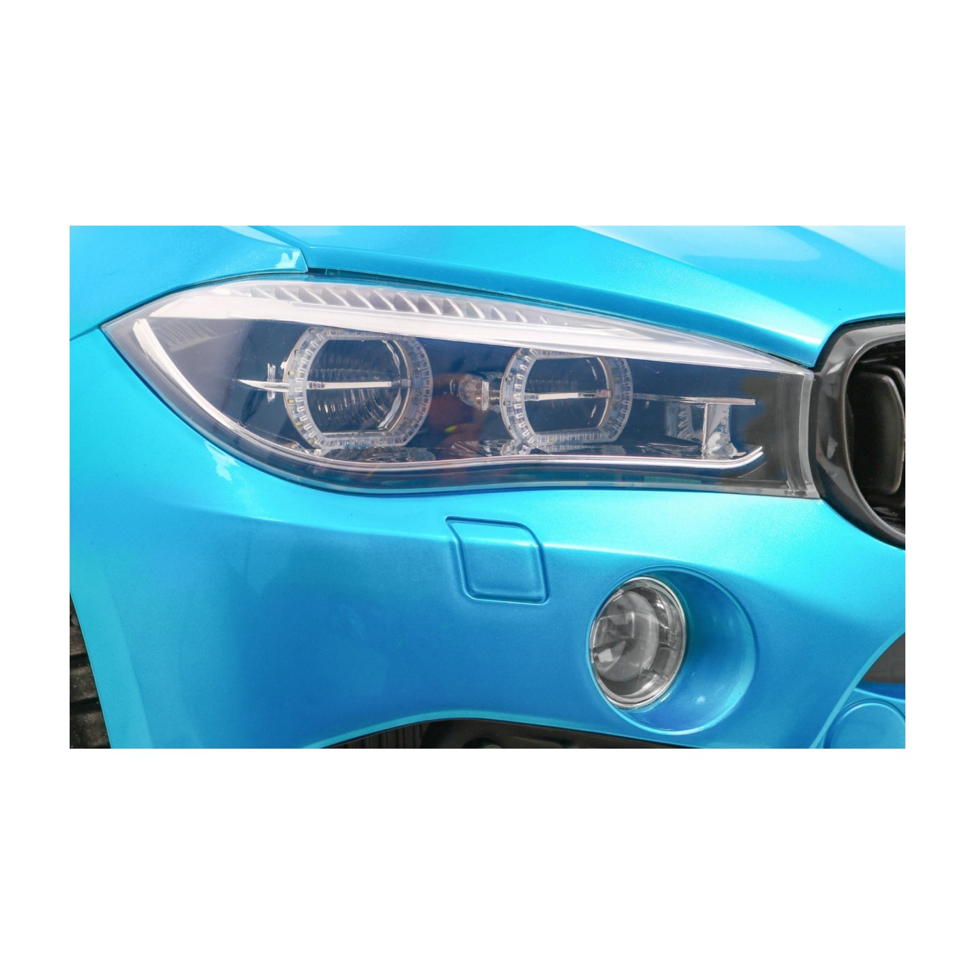 BMW X6M XXL pre 2 deti Lakovaný Modrý + Ovládač + Ekokoža + Pásy + Pomalý štart + MP3 + LED