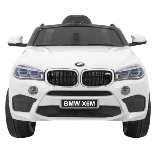 BMW X6M Elektrické Autíčko pre deti Biele + Ovládač + EVA + Pomalý štart + Panel audio + LED