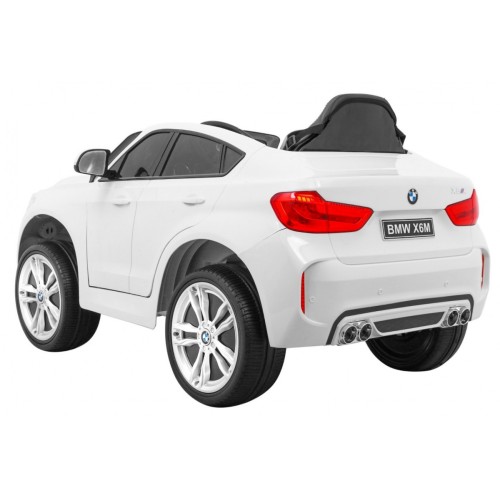 BMW X6M Elektrické Autíčko pre deti Biele + Ovládač + EVA + Pomalý štart + Panel audio + LED
