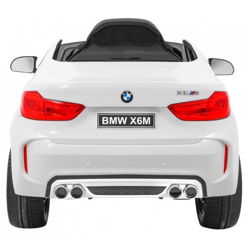 BMW X6M Elektrické Autíčko pre deti Biele + Ovládač + EVA + Pomalý štart + Panel audio + LED