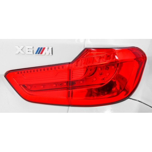 BMW X6M Elektrické Autíčko pre deti Biele + Ovládač + EVA + Pomalý štart + Panel audio + LED