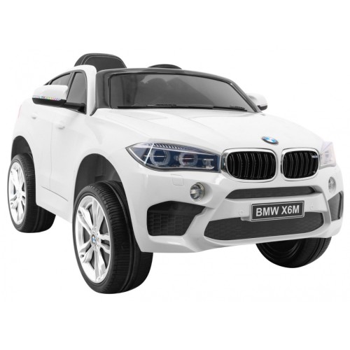 BMW X6M Elektrické Autíčko pre deti Biele + Ovládač + EVA + Pomalý štart + Panel audio + LED
