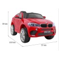 BMW X6M Elektrické Autíčko pre deti Lakované Červené + Ovládač + EVA + Pomalý štart + Audio + LED