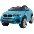 BMW X6M Elektrické Autíčko pre deti Lakované Modré + Ovládač + EVA + Pomalý štart + Audio + LED