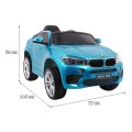 BMW X6M Elektrické Autíčko pre deti Lakované Modré + Ovládač + EVA + Pomalý štart + Audio + LED