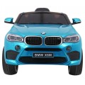 BMW X6M Elektrické Autíčko pre deti Lakované Modré + Ovládač + EVA + Pomalý štart + Audio + LED