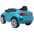 BMW X6M Elektrické Autíčko pre deti Lakované Modré + Ovládač + EVA + Pomalý štart + Audio + LED