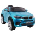 BMW X6M Elektrické Autíčko pre deti Lakované Modré + Ovládač + EVA + Pomalý štart + Audio + LED