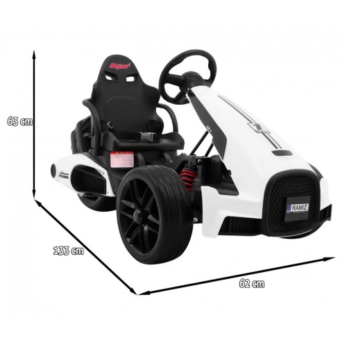 Motokára na batériu Bolid XR-1 pre deti Biely + Nastaviteľný volant + Profilované sedadlo