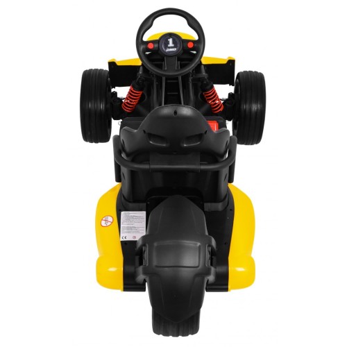 Motokára na batériu Bolid XR-1 pre deti Žltý + Nastaviteľný volant + Profilované sedadlo