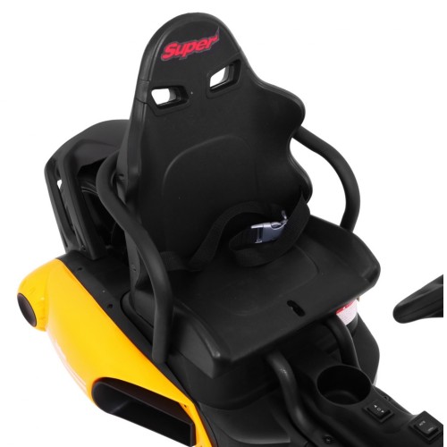Motokára na batériu Bolid XR-1 pre deti Žltý + Nastaviteľný volant + Profilované sedadlo
