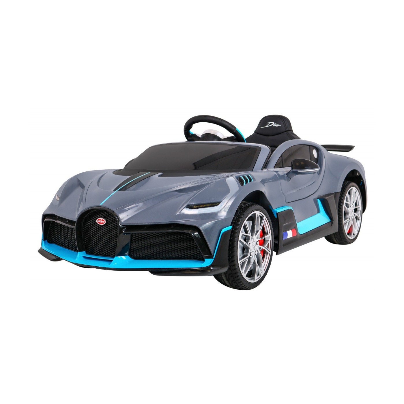 Bugatti Divo Autíčko na batériu pre deti Sivé + Ovládač + EVA + Pomalý štart + LED MP3