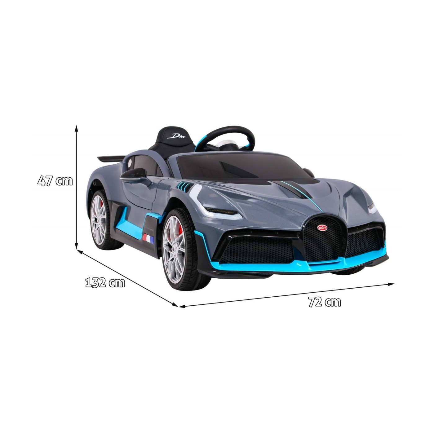 Bugatti Divo Autíčko na batériu pre deti Sivé + Ovládač + EVA + Pomalý štart + LED MP3