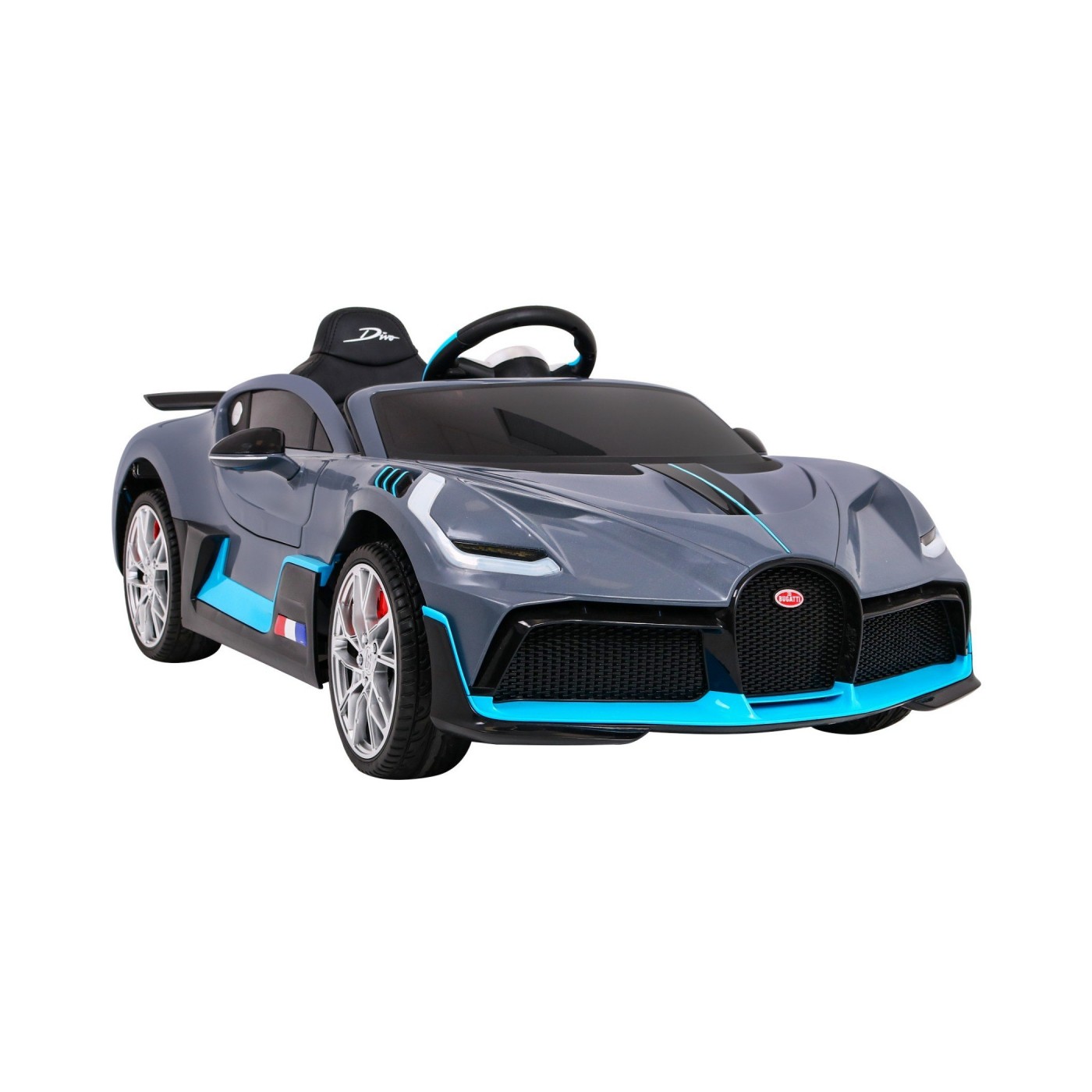 Bugatti Divo Autíčko na batériu pre deti Sivé + Ovládač + EVA + Pomalý štart + LED MP3