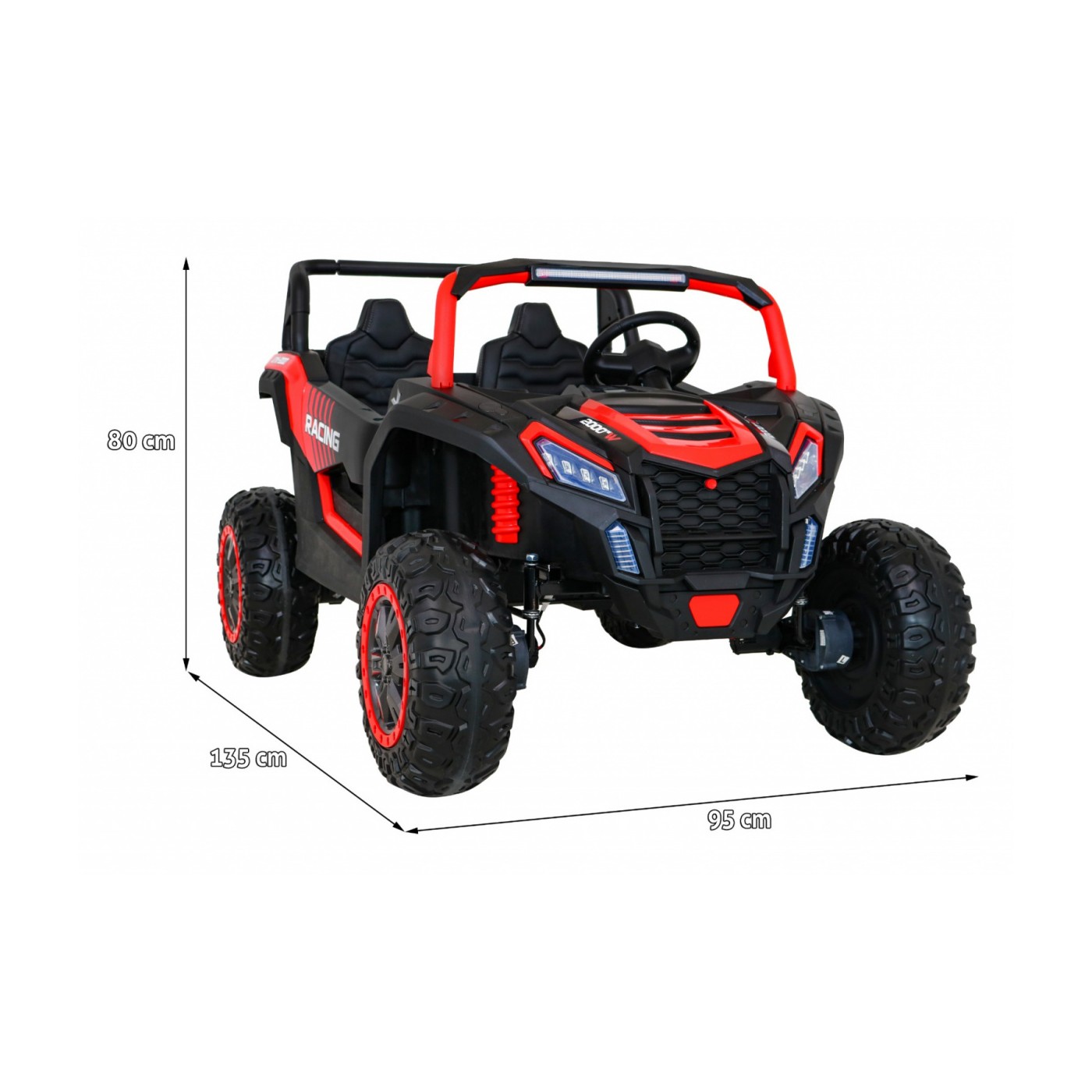 Buggy ATV Racing pre 2 deti Červený + Pohon 4x4 + Ovládač + Pomalý štart + MP3 LED