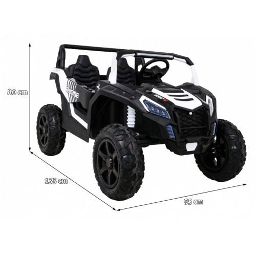Buggy ATV Strong Racing pre 2 deti Biely + Bezkefkový motor + Nafukovacie kolesá + Audio LED