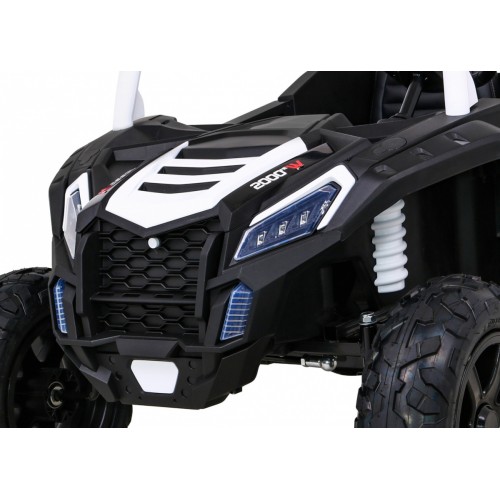 Buggy ATV Strong Racing pre 2 deti Biely + Bezkefkový motor + Nafukovacie kolesá + Audio LED