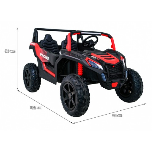 Buggy ATV Strong Racing pre 2 deti Červený + Bezkefkový motor + Nafukovacie kolesá + Audio LED