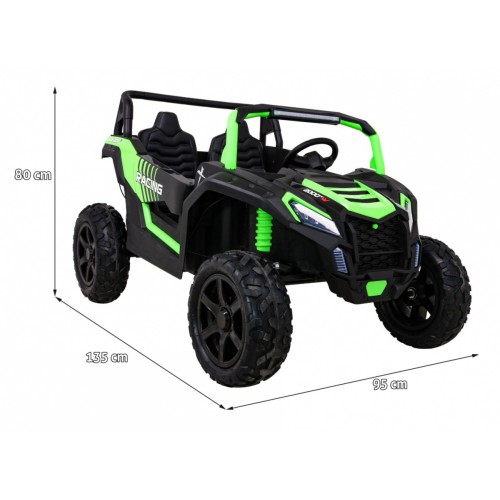 Buggy ATV Strong Racing pre 2 deti Zelený + Bezkefkový motor + Nafukovacie kolesá + Audio LED