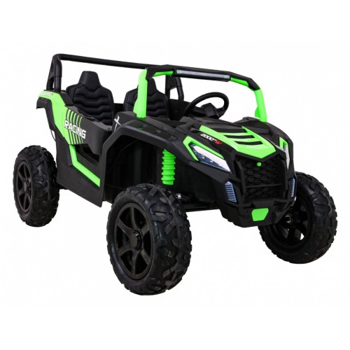 Buggy ATV Strong Racing pre 2 deti Zelený + Bezkefkový motor + Nafukovacie kolesá + Audio LED