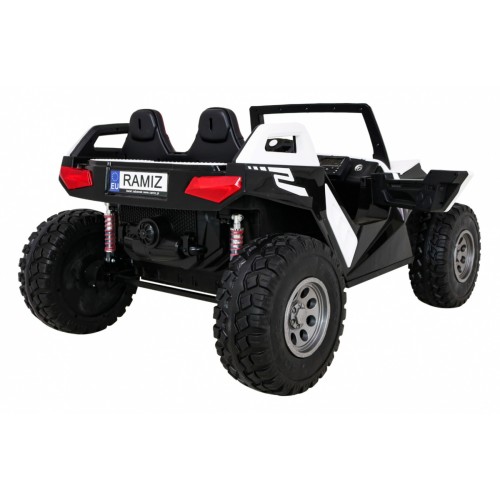 Buggy Clash na batériu pre 2 deti Biely + Ovládač + Pohon 4x4 + Nastaviteľné sedadlo + Rádio MP3 + LED